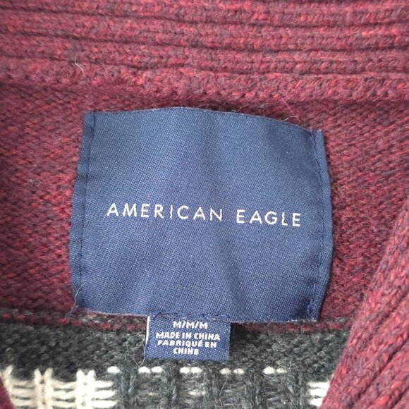 AMERICAN EAGLE Sweater Men's SIZE MEDIUM Aztec Multicolor Knitted Shawl Collar.. - Picture 2 of 16
